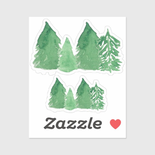 Pegatina Woodland Pines Watercolor (Hoja)