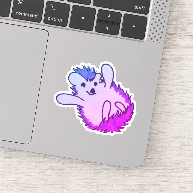 Pegatina Woodland Purple Adorable Happy Hedgehog (Detalle)