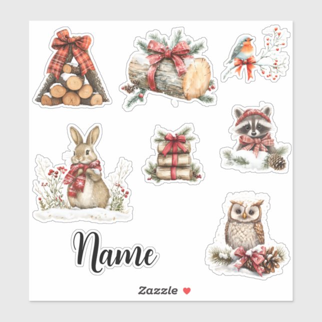 Pegatina Woodland Winter Personalizado (Hoja)