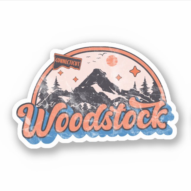 Pegatina Woodstock, Connecticut (Anverso)