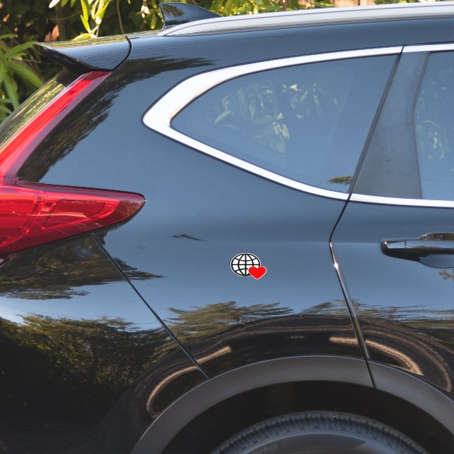 Pegatina World Love Globe Icon | Heart Earth Summer Design (Lado del coche)
