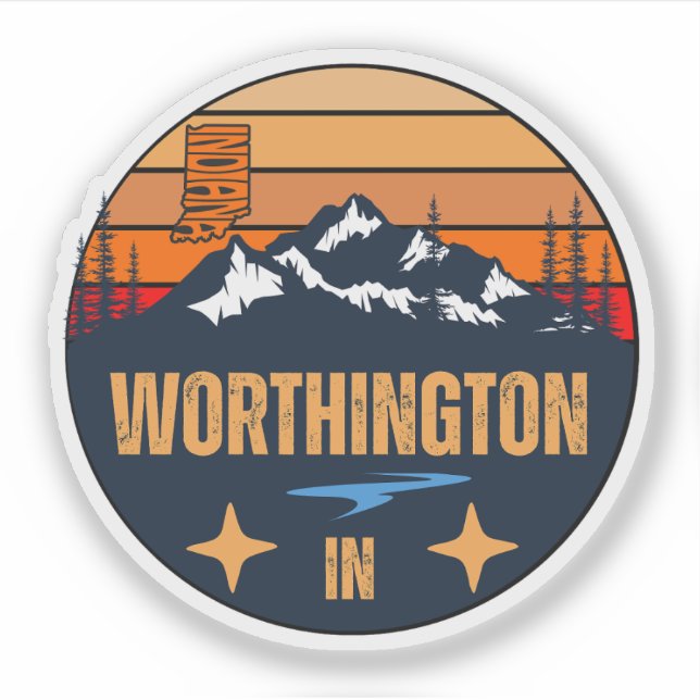 Pegatina Worthington, Indiana (Anverso)