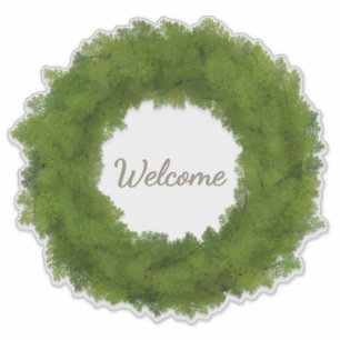 Pegatina Wreath de Cypress verde con nombre o texto persona