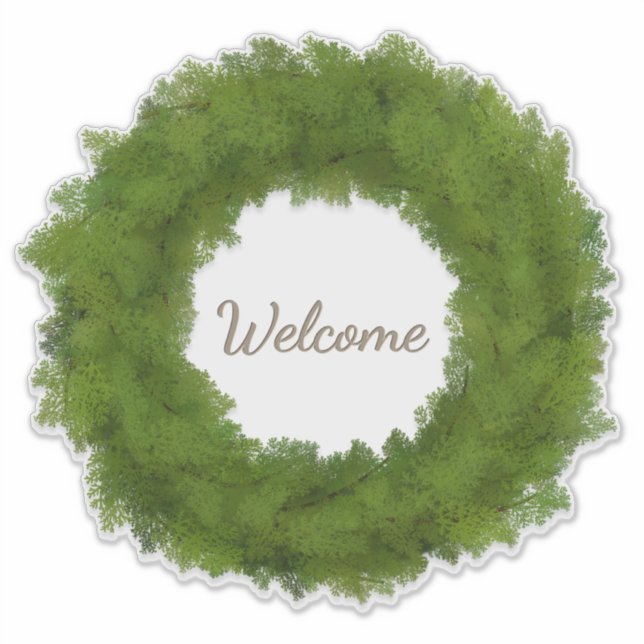 Pegatina Wreath de Cypress verde con nombre o texto persona (Anverso)