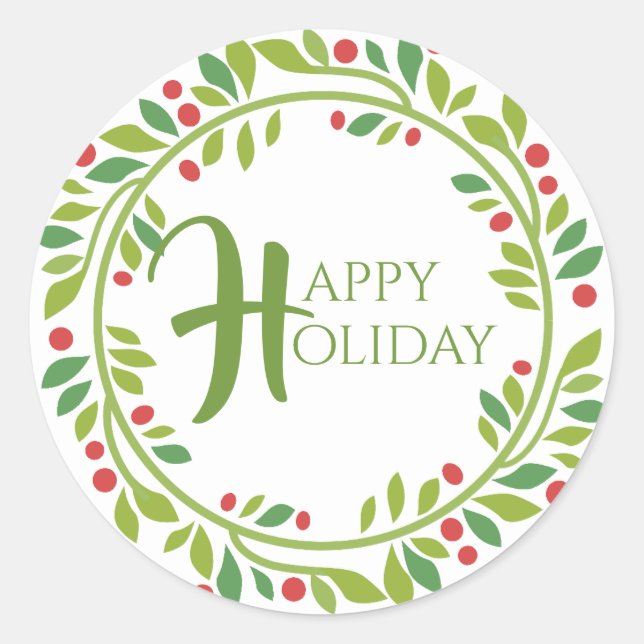 Pegatina Wreath de los Navidades de Berry Rojo (Anverso)