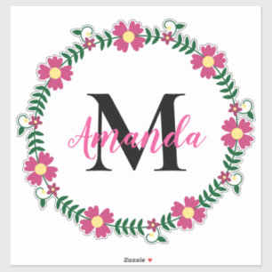 Pegatina Wreath floral monogramada