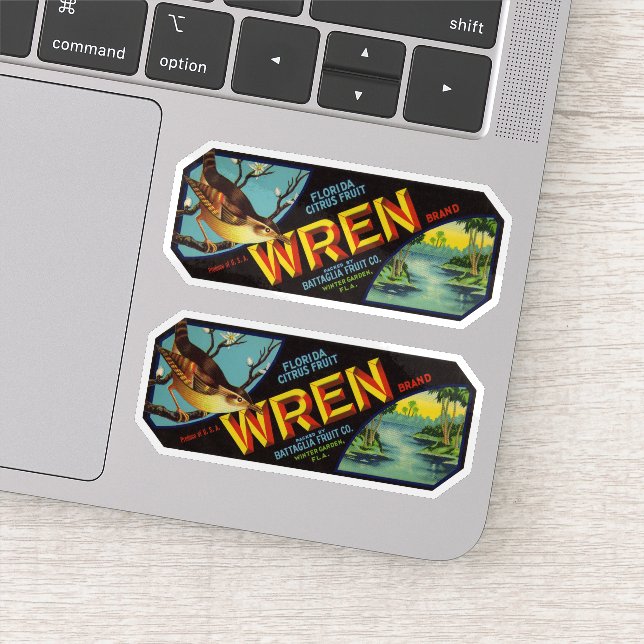 Pegatina Wren Brand Florida Citrus Fruit Label (Detalle)