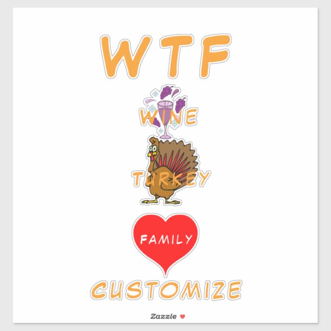 Pegatina WTF Wine Turkey Family Thunder_Cove (Hoja)