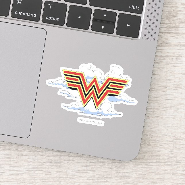 Pegatina WW84 | Retro Comic Wonder Woman Logo Cloud Pattern (Detalle)