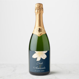 Pegatina y etiqueta de botellas de vino azul de la