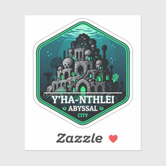 Pegatina Y’ha-nthlei Abyssal City Vintage Travel Badge