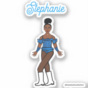Pegatina Y una bailarina de nombre con piedras azules