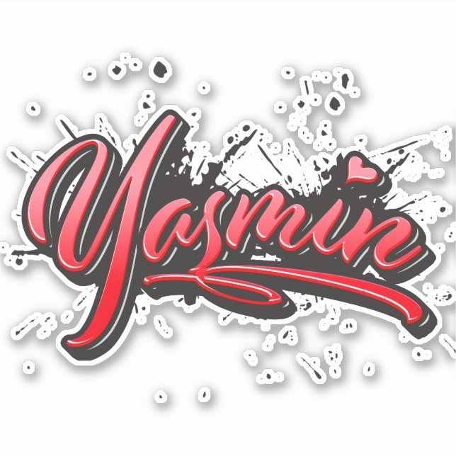 Pegatina Yasmin red Heart Graffiti Aufkleber Sticker (Anverso)