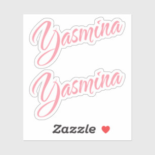 Pegatina Yasmina nombre cursivo rosa x2