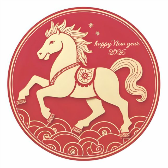 Pegatina Year of the Horse 2026 Chinese New Year  (Anverso)