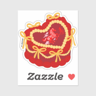 Pegatina Year Of The Horse Vintage Heart Cake 