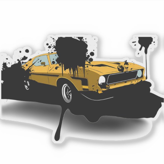 Pegatina Yellow Car Urban Art Sticker (Anverso)