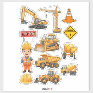 Pegatina Yellow Construction Truck Builder Vinyl Sticker