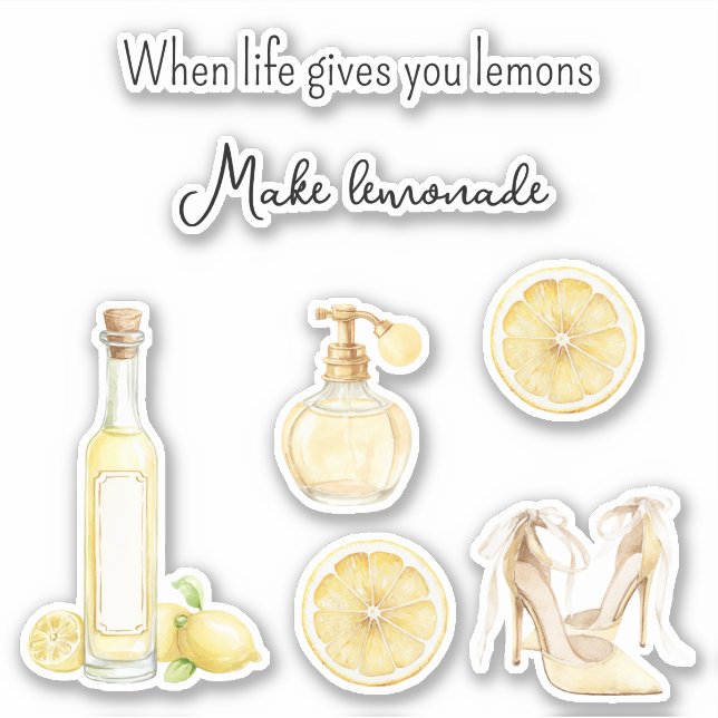 Pegatina Yellow Fruit Lemons Make Lemonade (version 2) (Anverso)