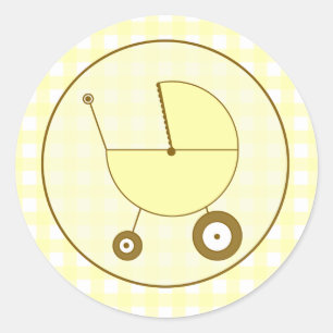 Pegatina Yellow Gingham Baby Carriage