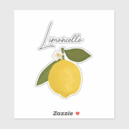 Pegatina Yellow Lemon with Green Leaves | Fresh Citrus 