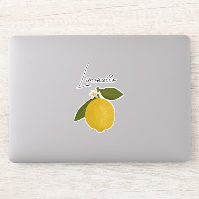 Pegatina Yellow Lemon with Green Leaves | Fresh Citrus  (Ordenador)