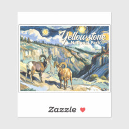 Pegatina Yellowstone National Park Bighorn Sheep Van Gogh