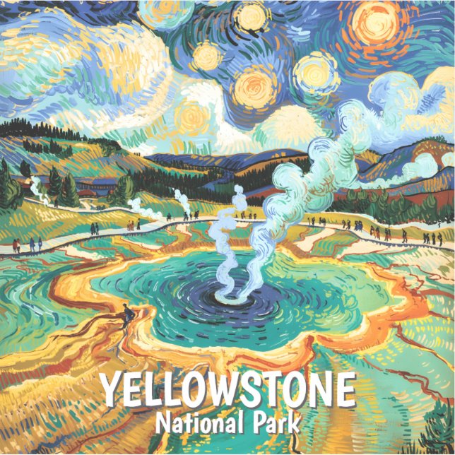 Pegatina Yellowstone National Park Hot Spring Van Gogh Art (Anverso)