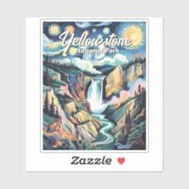 Pegatina Yellowstone National Park Lower Falls Vibrant