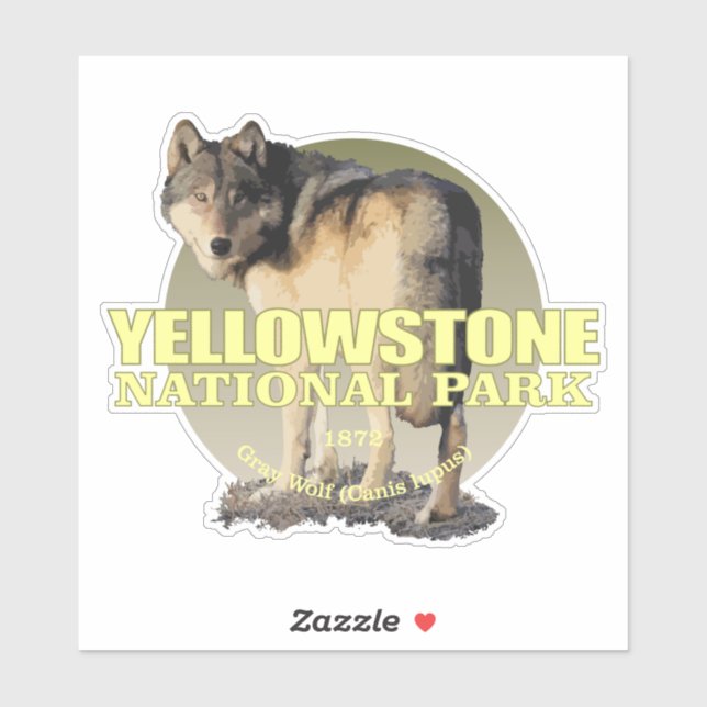 Pegatina Yellowstone NP (Wolf) (Hoja)