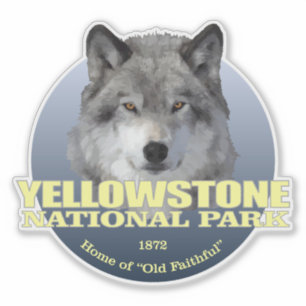 Pegatina Yellowstone NP (Wolf)2 WT