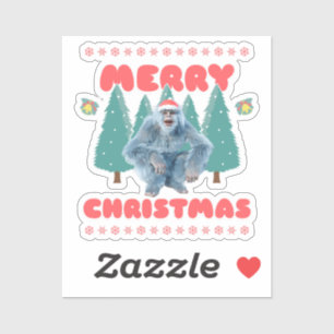 Pegatina Yeti Divertido - Feliz Navidad