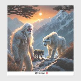 Pegatina Yeti y el leopardo de las nieves