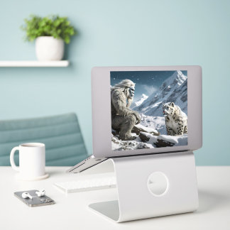 Pegatina Yeti y el leopardo de las nieves