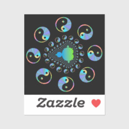 Pegatina Yin y Yang Mandelbrot Fractal