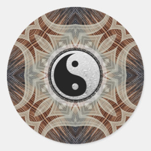 Pegatina Yin Yang de Woodgrain Geométric Art