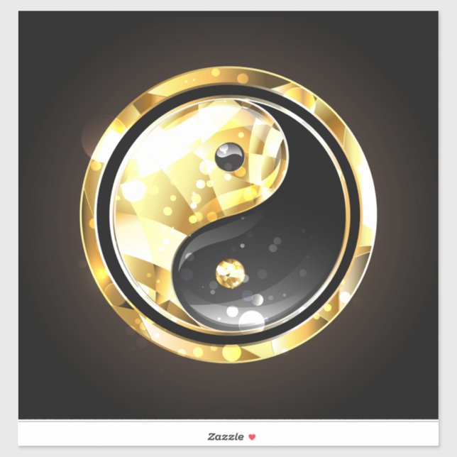 Pegatina Yin Yang dorado en negro (Hoja)