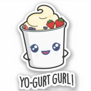 Pegatina Yo-gurt Gurl Funny Yogurt Pun