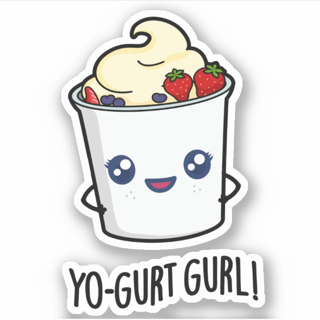 Pegatina Yo-gurt Gurl Funny Yogurt Pun (Anverso)