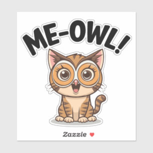 Pegatina ¡Yo-Owl! 🐱 🦉 gato adorable en una máscara de búh