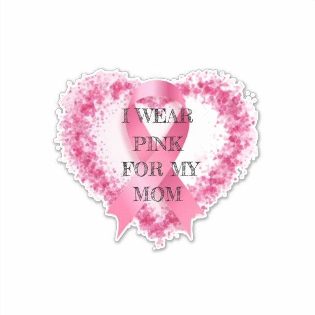 Pegatina Yo uso rosa, en apoyo de la conciencia sobre el cá (Anverso)