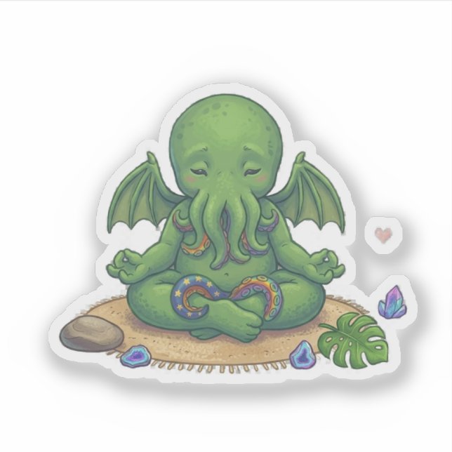 Pegatina Yoga de Bebé Cthulhu (Anverso)