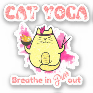 Pegatina Yoga Gato Gracioso
