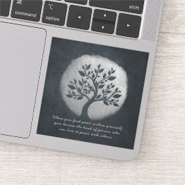 Pegatina Yoga Meditación Reiki Instructor Plata Árbol Cita