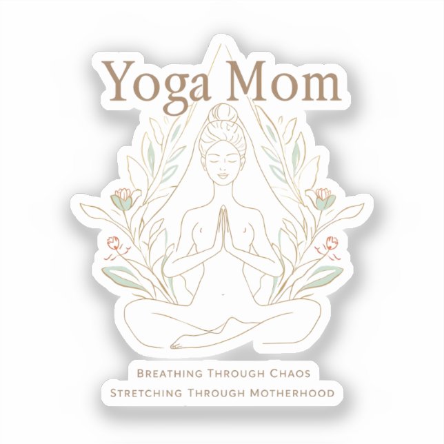 Pegatina Yoga Mom Breathing Through Motherhood (Anverso)