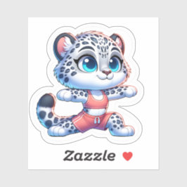 Pegatina Yoga Sport Kawaii Anime Snow Leopard Sticker