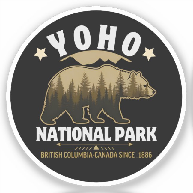 Pegatina Yoho Bear Design for Nature Lovers – BC Wilderness (Anverso)