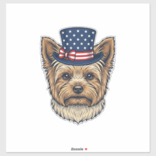 Pegatina Yorkshire Terrier Patriótico Vintage
