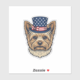 Pegatina Yorkshire Terrier Patriótico Vintage