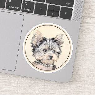 Pegatina Yorkshire Terrier Puppy Pintando Arte Original De